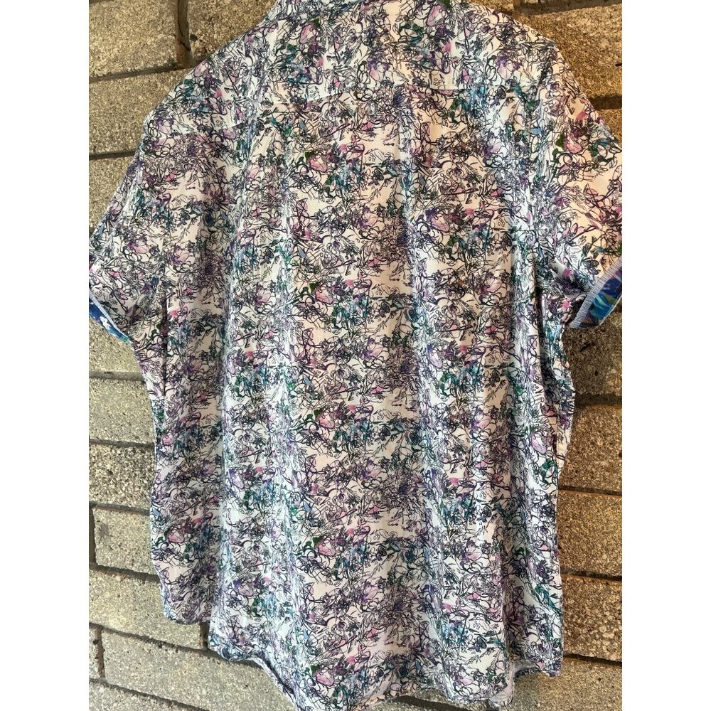Robert Graham Mens 2XL Classic Fit Floral Print Shirt Multicolor Cotton Short Sl - Picture 9 of 9